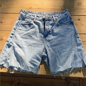 American Eagle Outfitters Light Blue Frayed Jean Shorts
